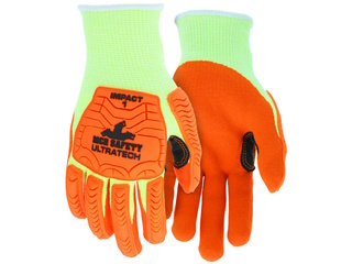 Gloves Ultra Tech A5 Hi Vis 13G Lime Orange Nitrile Large