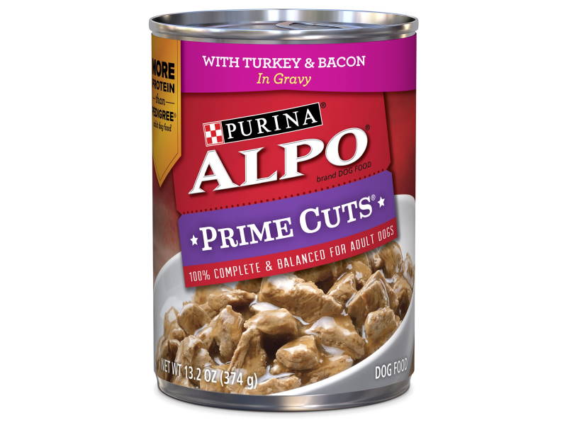 Alpo Wet Prime Cuts Beef, Bacon & Cheese in Gravy Dog Food 13.2 oz. Can